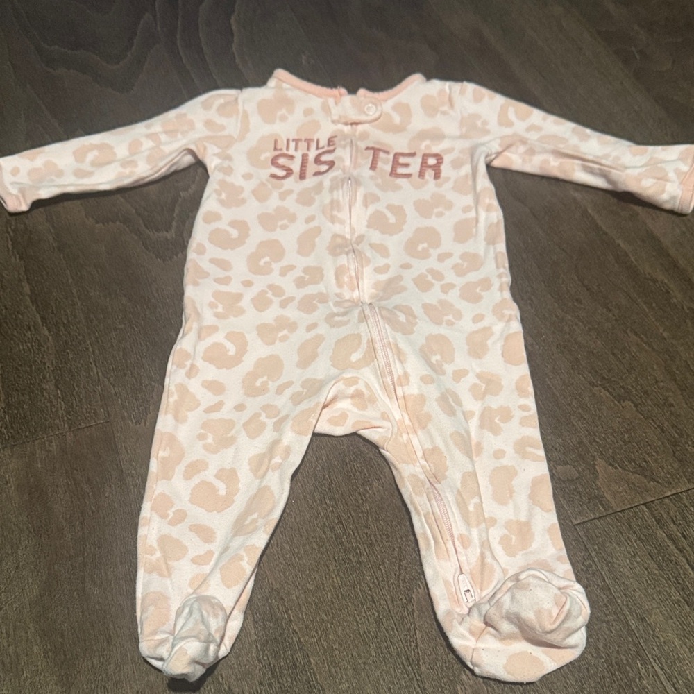 Carter's Pink Leopard Print Footie Onesie